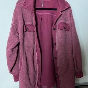 Free People Pink Teddy Jacket